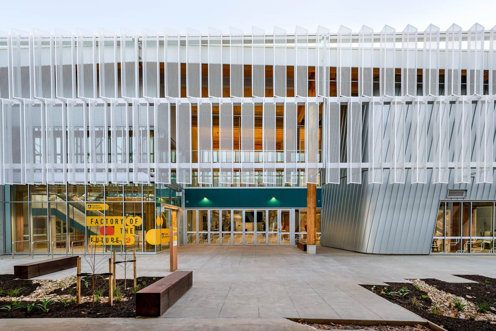 Tonsley Technical College — Slip-resistant honed concrete, random aggregate exposure, Tonsley, Adelaide