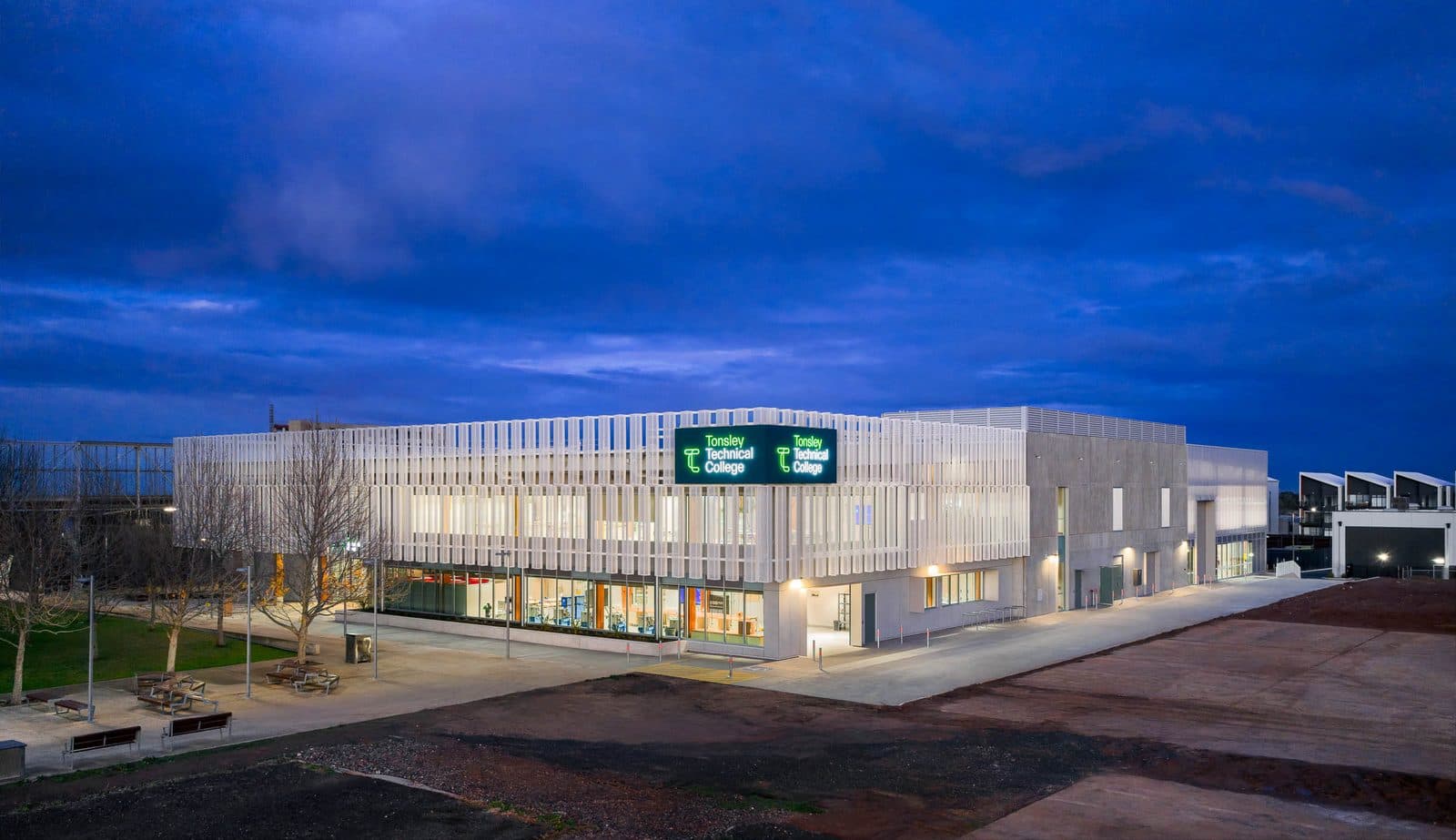 Tonsley Technical College — Slip-resistant honed concrete, random aggregate exposure, Tonsley, Adelaide