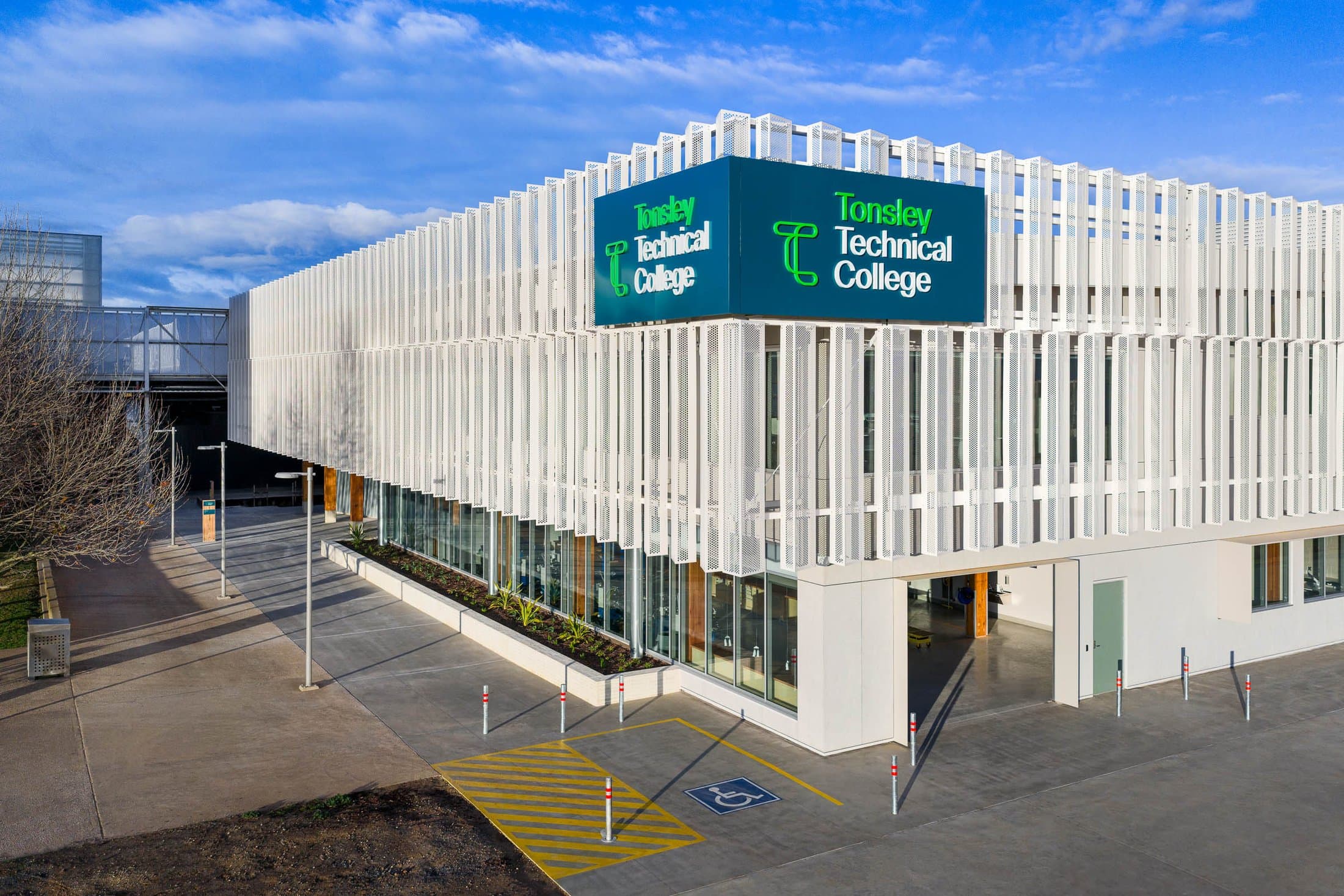 Tonsley Technical College — Slip-resistant honed concrete, random aggregate exposure, Tonsley, Adelaide
